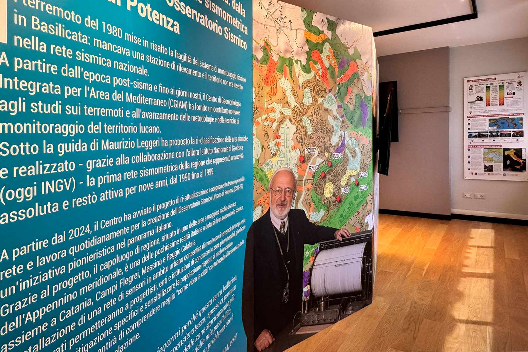 L'exhibit che racconta il lavoro del CGIAM e dell'ingegnere Maurizio Leggeri